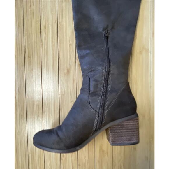 Report Fisher Women’s Boots Size 7.5 Riding Boot Over the Knee Brown Half Zip - Picture 6 of 16